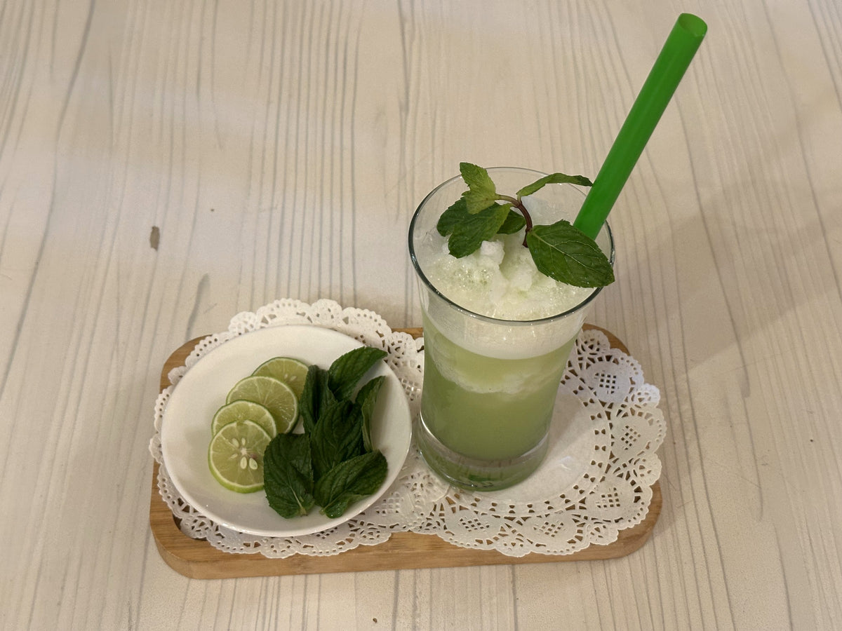 Lime & Mint Juice — freshly made at the Trio Café